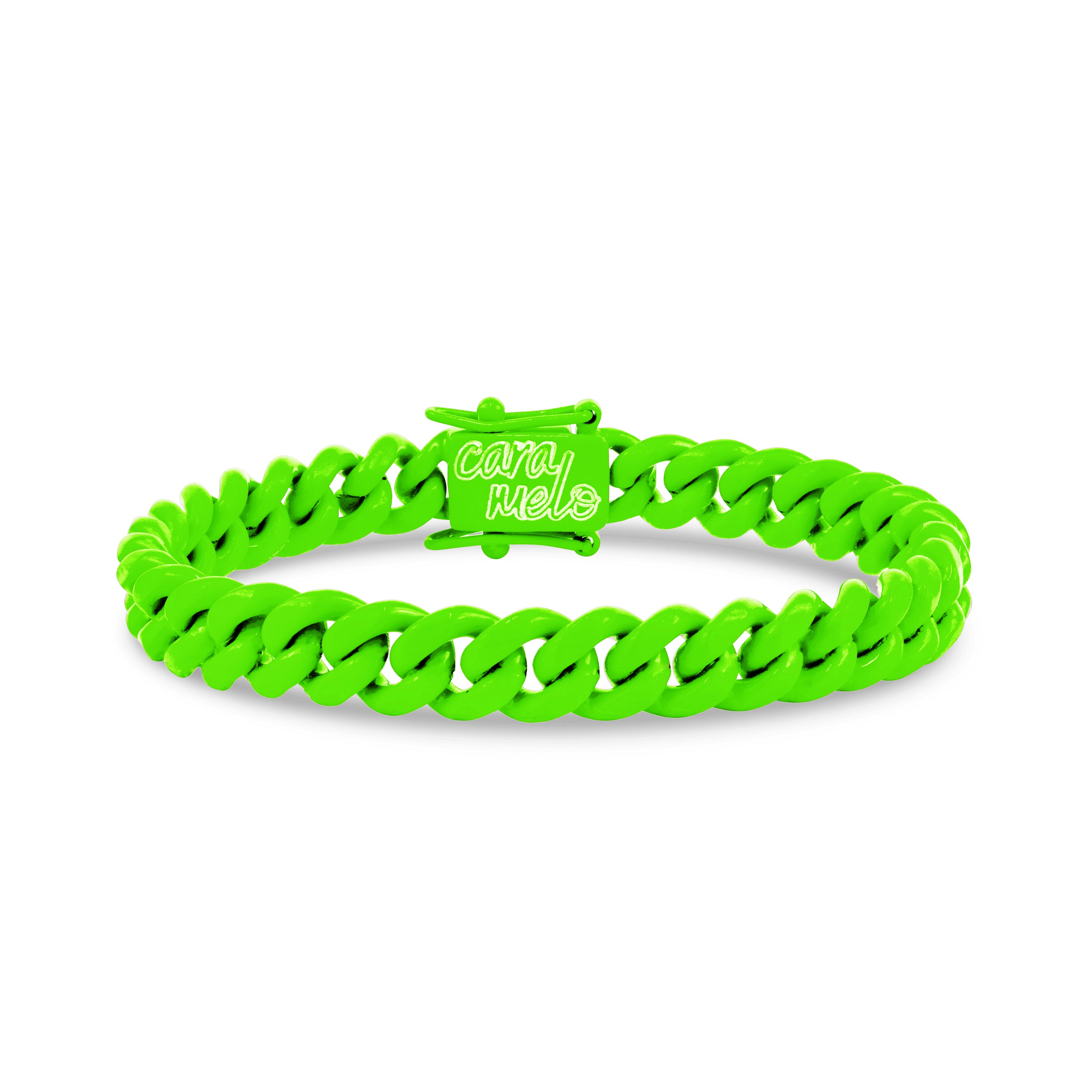 Guava_Neon_Green_Cuban_Link_Bracelet_10mm_Wide_Custom_High_Quality_Fashion_Designer_Bracelets_CARAMELO_CHAINS