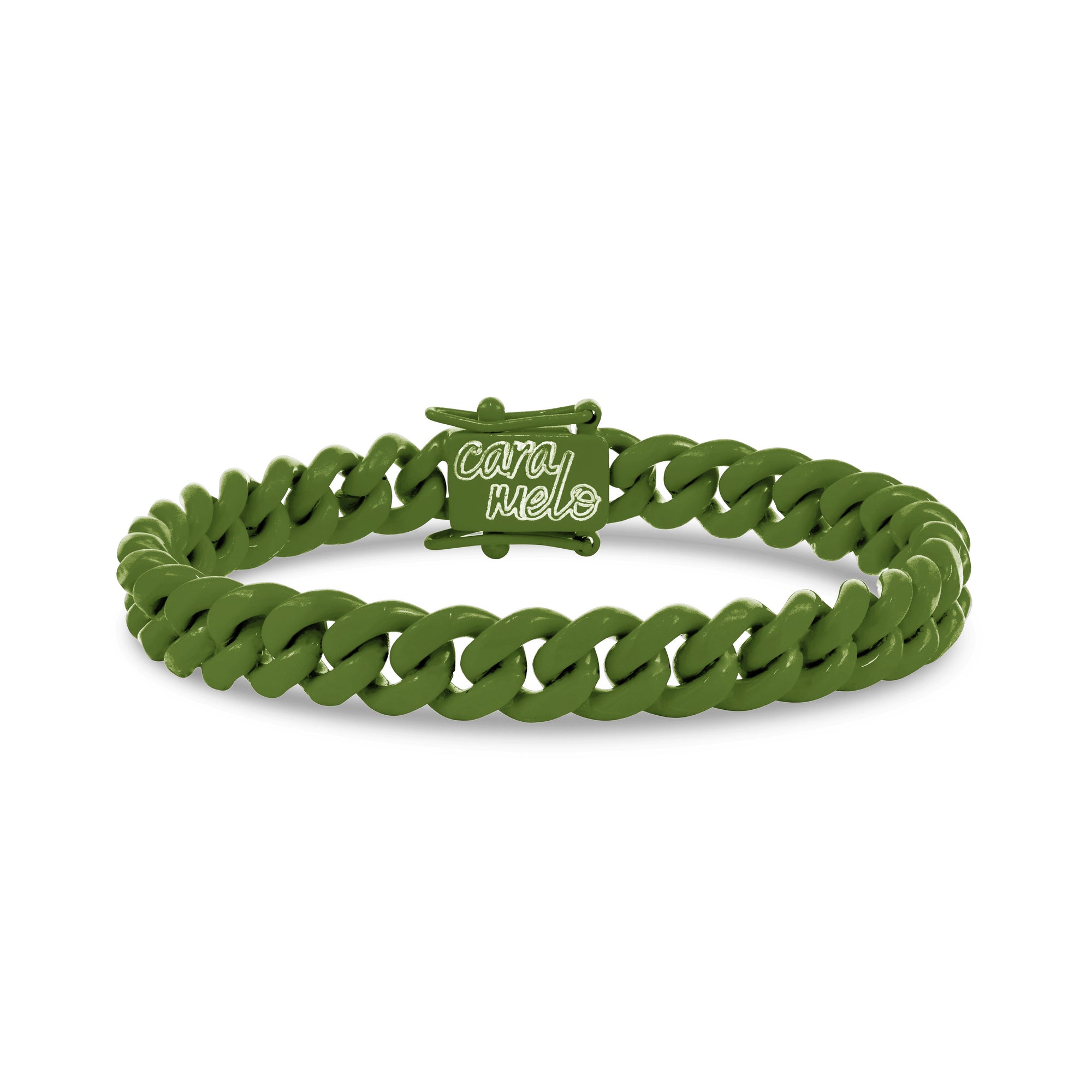 Tactical_Army_Green_Cuban_Link_Bracelet_12mm_Wide_Custom_High_Quality_Fashion_Designer_Bracelets_CARAMELO_CHAINS